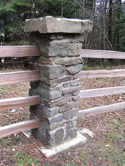 These split rail fences are easy to construct and they can go on put in sick hard soil plus the use of very exiguously tools. This stone column is part of a split rail fence that ...