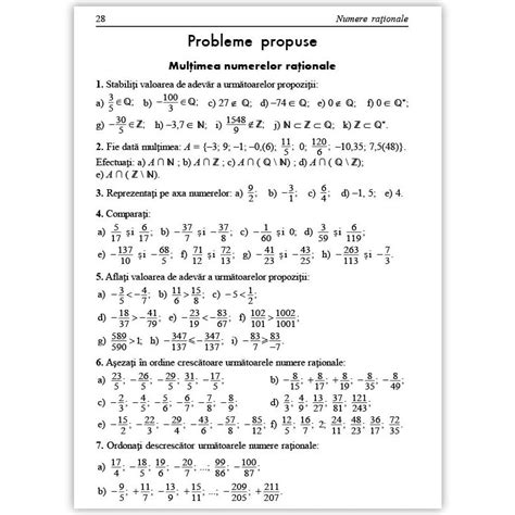 Matematica Pentru Clasa A Vii A Exercitii Probleme