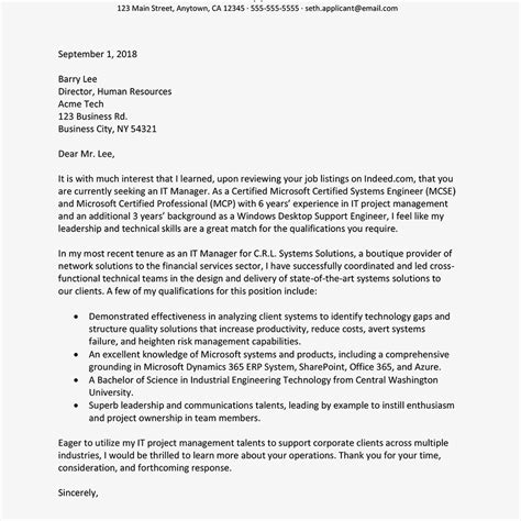 hiring manager's name 47 company address. 25+ Project Manager Cover Letter - letterly.info