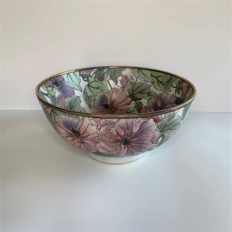 Large Vintage Floral Decorative Bowl Etsy
