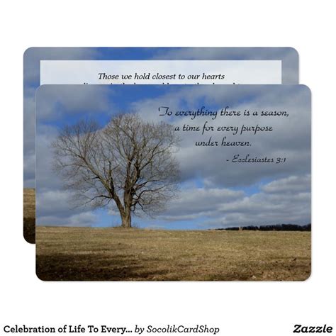 Celebration Of Life To Everything There Is Season Invitation Zazzle Celebration Of Life