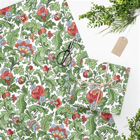 Florentine Style Wrapping Paper Floral Wrapping Paper Mothers Day