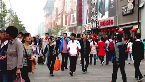 Beijing China Nov 12014 The Busy Walking Street At Wangfujing Area