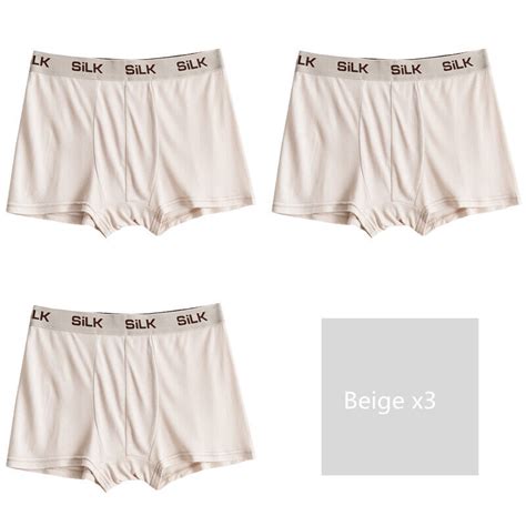 3 Pairs Luxury 100 Pure Silk Knit Mens Underwear Boxer Briefs Size L