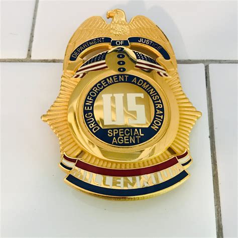 Obsolete Badge Dea Millennium 2000 Gold With Red White And Blue Enamel