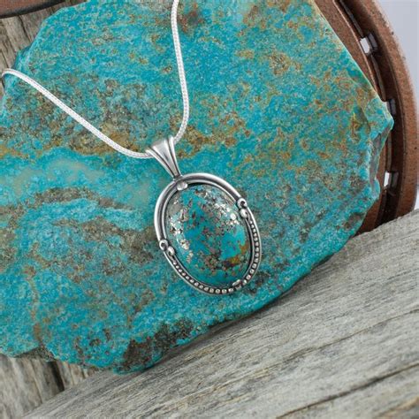 Kingman Turquoise Pendant Sterling Silver Pendant Necklace Etsy