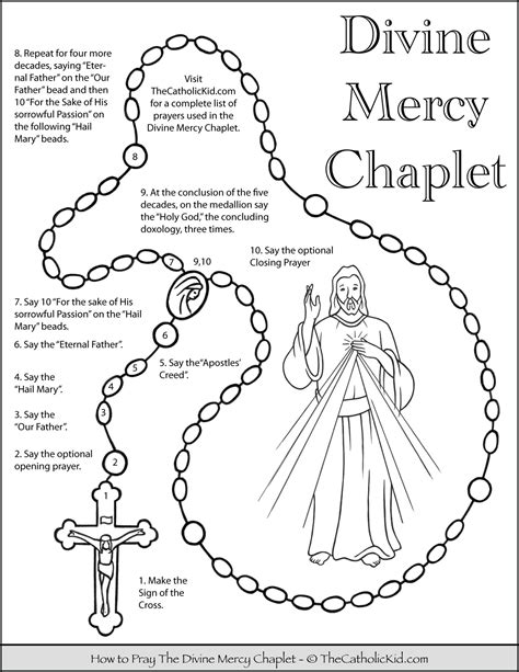 I am giving you three ways of exercising mercy toward your neighbor: How to Pray the Divine Mercy Chaplet - Kids Coloring Page