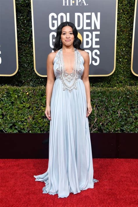 Gina Rodriguez At The 2019 Golden Globes Red Carpet Fashion Red
