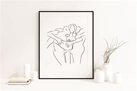 Erotic Line Art Threesome Sex Line Drawing Printable Wall Etsy