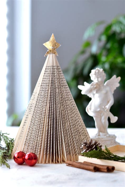 Diy Folded Book Christmas Tree With Gold Foil Star Dreams Factory