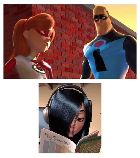 In The Incredibles (2004), Elastigirl's suit has red and Mr. Incredible's suit has blue ...