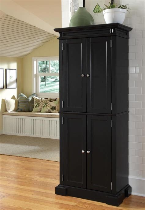 Kitchen Storage Pantry Cabinet With Black Small And Long Cabinet With