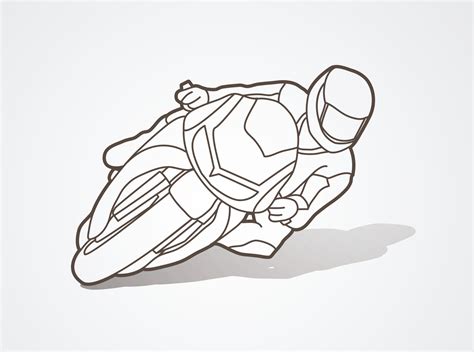 Motorcycle Racing Outline 2517553 Vector Art At Vecteezy