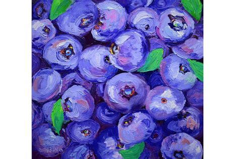 Blueberry Painting Oil Original Fruits Art Impasto Painting Etsy