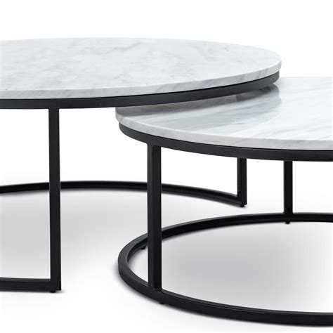 Nesting coffee table for living room, stacking end tables nesting round side table set of 3 wood and metal stacking tables 3.6 out of 5 stars 10 $149.99 $ 149. Khloe White Marble Round Nesting Coffee Table Set with ...