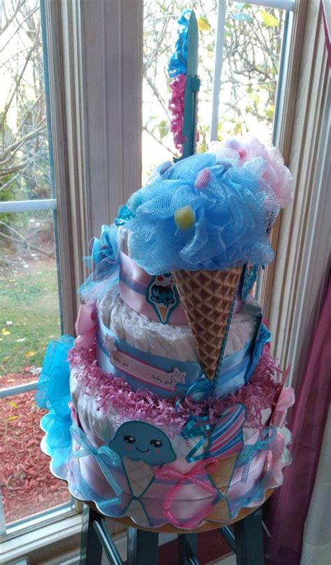 Pink Blue Ice Cream Scooping Theme Gender Revealing 3 Tier Etsy