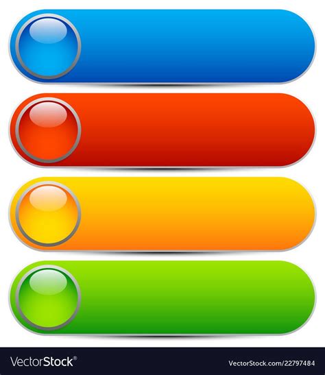 Glossy Buttons Banners Rounded Rectangle Shapes Colorful Vector