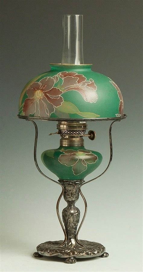 Unusual Pairpoint Obverse Painted And Enameled Oil Lamp Original Oil