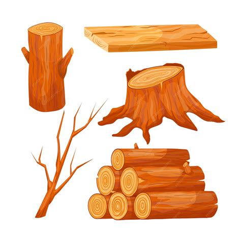 Premium Vector Wood Log Set Cartoon Vector Illustration