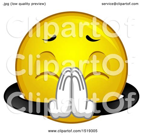 Clipart Of A Yellow Smiley Emoji Begging Royalty Free Vector