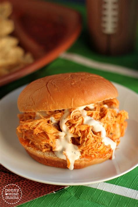 Slow Cooker Buffalo Chicken Sandwiches The Pennywisemama
