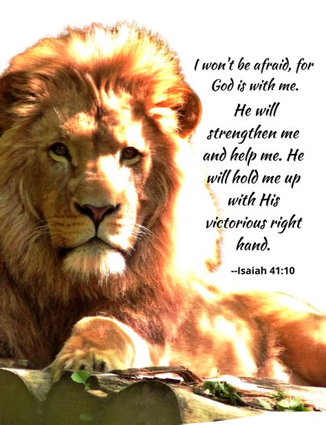 Bible Verse Affirmation Isaiah 4110 No Fear Lion Etsy