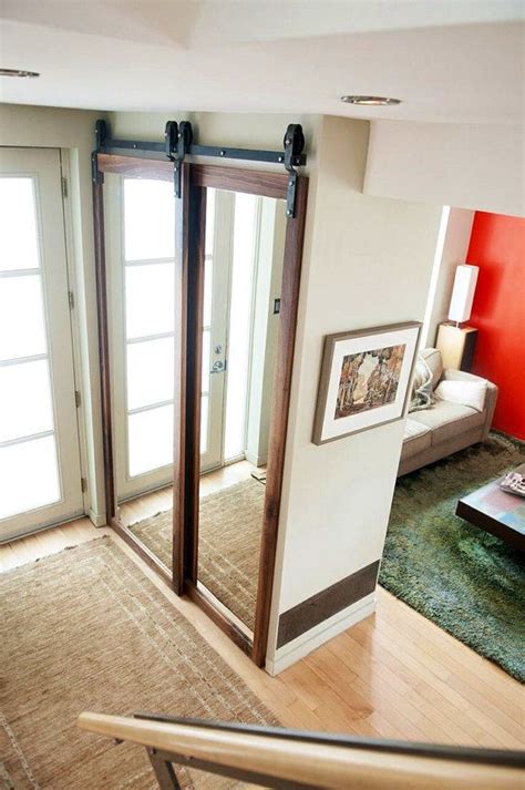 Interior double door system (58). Bypass closet mirror Sliding Barn Door by ...