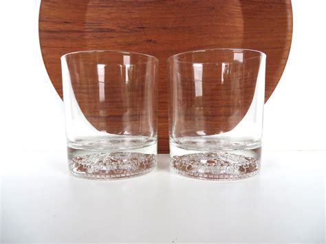 Set Of 2 Crown Royal Canadian Whiskey Glasses Vintage Embossed Crown Glass Barware Vintage