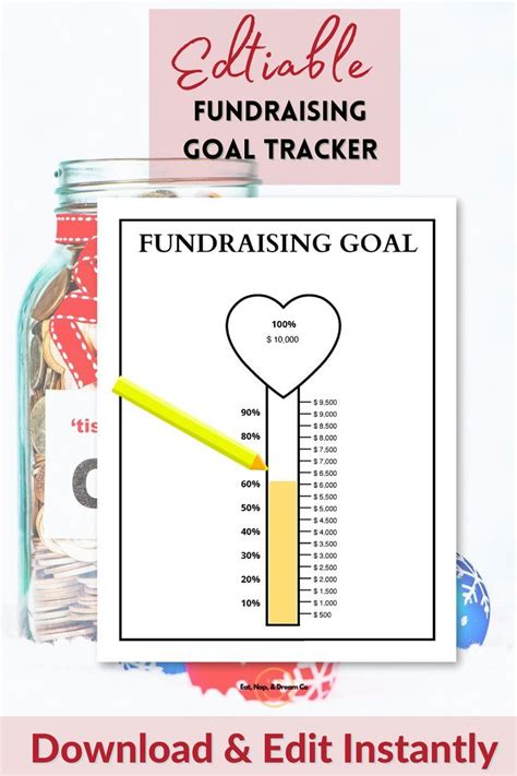 Fundraising Goal Tracker Printable Donation Goal Tracker Fillable