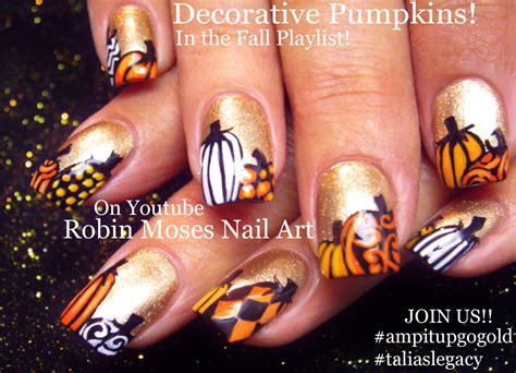 Nail Art By Robin Moses Nail Art Cute Fall Pumpkins Fall Nails Fall Nail Art Fall