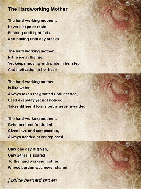 The Hardworking Mother Poem By Justice Bernard Brown Poem Hunter