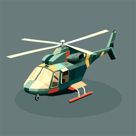 Helicopter Illustration In Simple Colored Vector Drawing Isolated