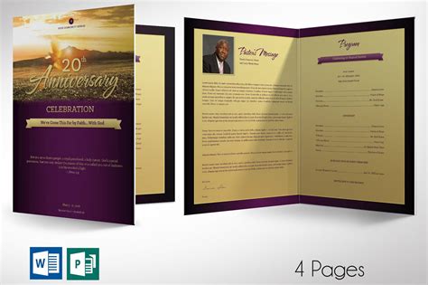 Church Anniversary Program Large Word Publisher Template Brochures Design Bundles