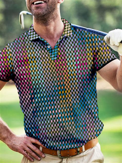 Herren Polos mit Knöpfen Revers Polo Poloshirt Golfhemd Grafik Drucke