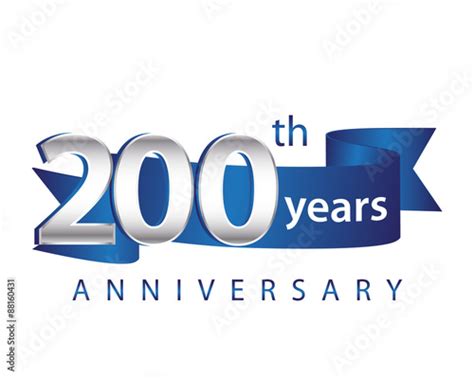 200 Years Anniversary Logo Blue Ribbon Stock Image And Royalty Free