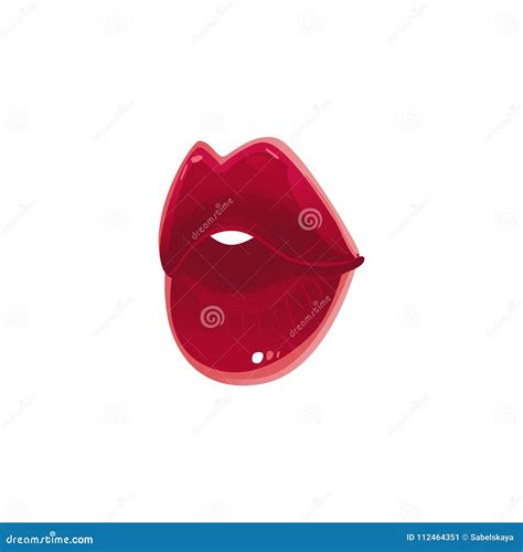 Vector Cartoon Woman Red Lips Open Stock Vector Illustration Of Flat Bright 112464351