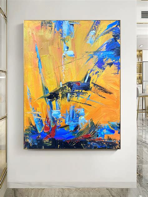 Original Yellow Painting Abstract Art Extra Large Painting On Canvas
