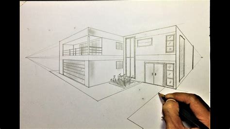 Architectural │how To Draw A Simple Modern House In 2 Point Perspective 16