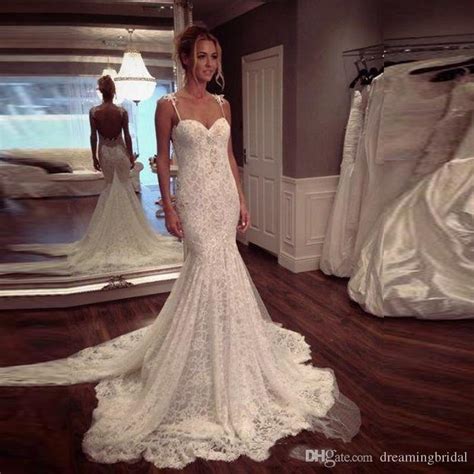 960 x 1280 jpeg 237 кб. Spaghetti Straps Mermaid Lace Wedding Dresses 2017 Sexy ...
