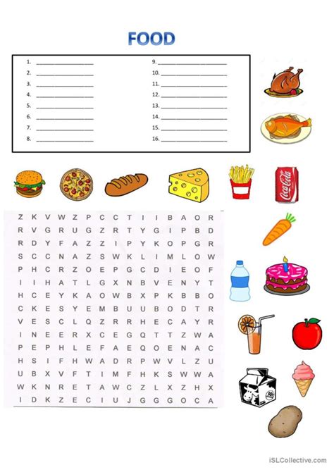 Food Word Search English Esl Worksheets Pdf And Doc