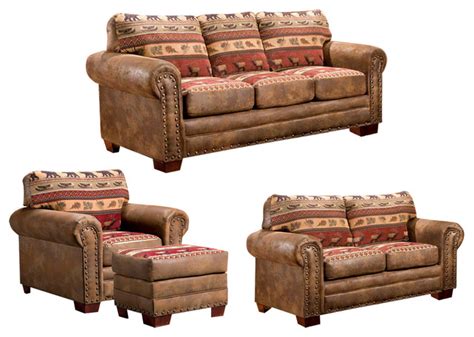 Sierra Lodge 4 Piece Set Rustic Living Room Furniture Sets By
