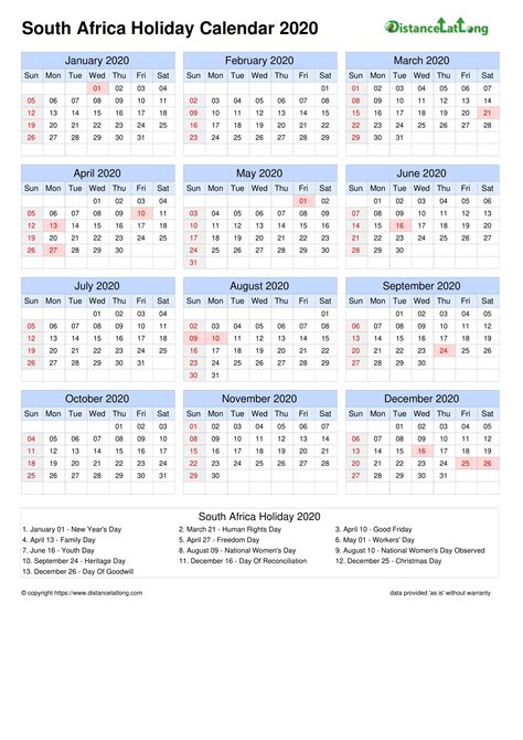 2021 South African Calendar Calendar Template Printable