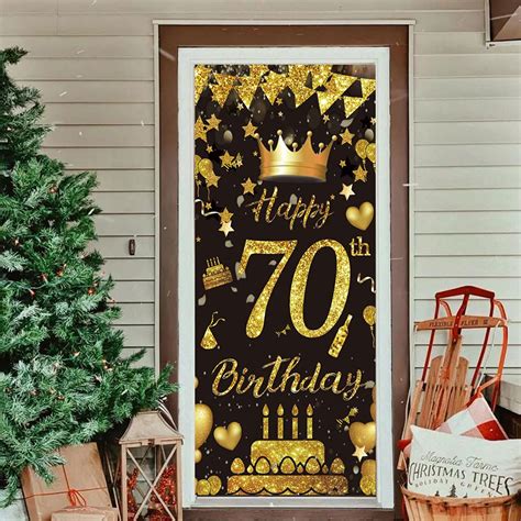 Buy Happy 70th Birthday Door Bannerlarge Black And Gold Happy Birthday