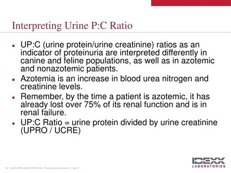 The ratio of urine protein to creatinine helps assess the function of the kidneys. PPT - Urine Protein Creatinine Ratio PowerPoint ...
