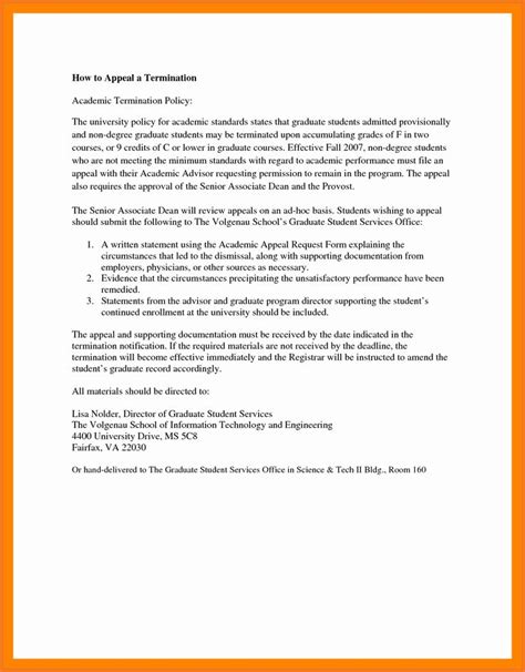 Emma's letter provides a good example of a strong appeal letter, and these six tips for appealing an academic dismissal can help guide you as you craft your own letter. Academic Appeal Letter Sample Fresh 95 Academic Probation ...
