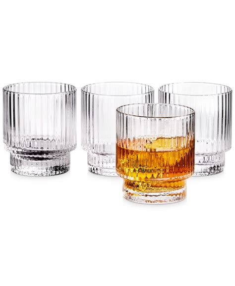 Hotel Collection Closeout Fluted Double Old Fashioned Glasses Set Of 4 Created For Macy S