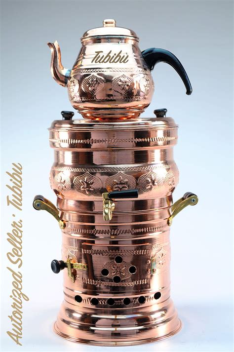 Buy TubibuCopper Samovar Tea Pot Set Charcoal Handmade Real Copper