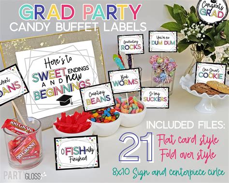 Looking for some graduation party food ideas? Graduation Candy Buffet Labels Candy Bar Labels Grad Yay | Etsy in 2021 | Graduation party candy ...