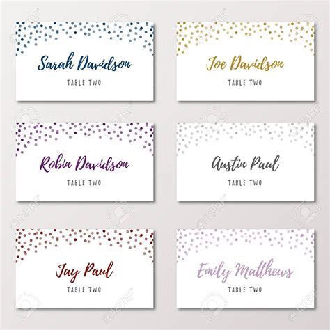 Table Cards Template In Table Name Card Template