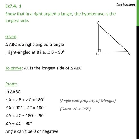 By hanna pamuła, phd candidate. Ex 7.4, 1 - Show that in a right angled triangle, hypotenuse